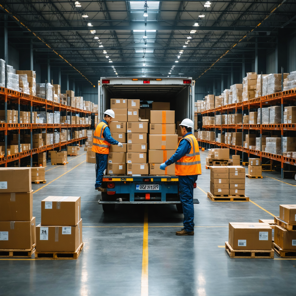 Pracownik w magazynie logistycznym